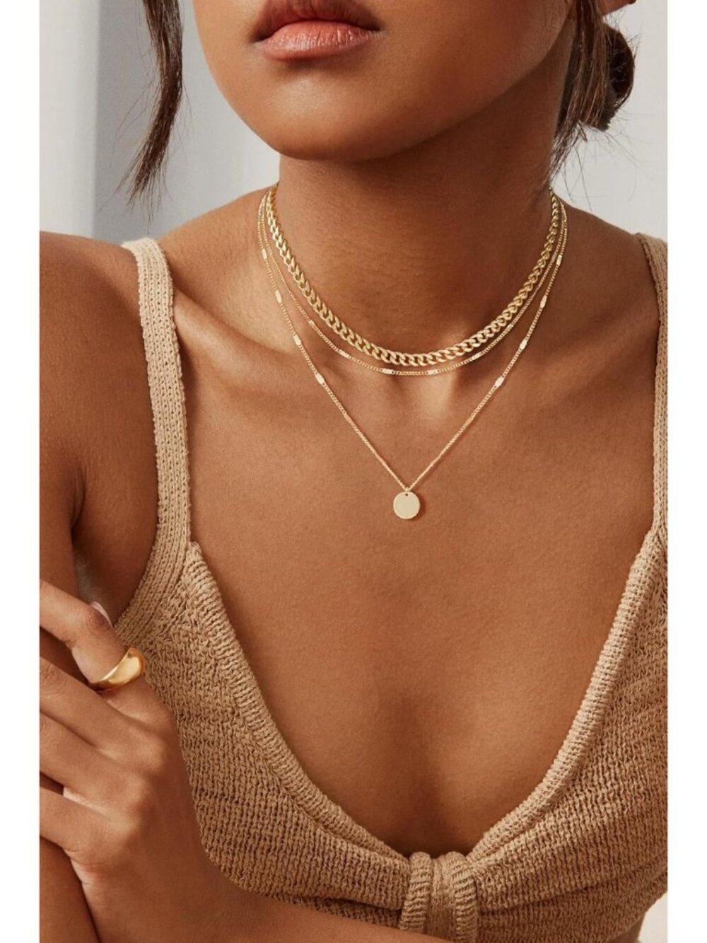 14K Gold Plated Layering Necklaces For Women Gold Necklace Set, Cuban Link, Snak - Picture 6 of 9